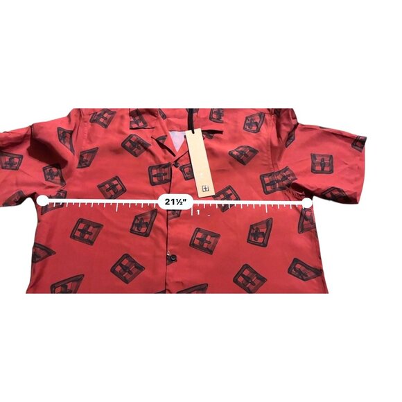Ksubi Mens 3d Print Resort Short Sleeve Button-up Camp Shirt Red Medium NWT - Picture 5 of 6